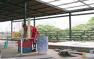 Mariana martix, worker with bbc fucks me on the terrace while my husband is not at home