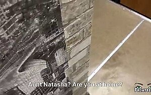 Stepson spies on his stepmom in the shower, stepmother suck two dicks, creampie in