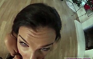 Brunette teen amateur striptease money hungry associate's step