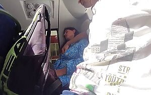 Stepson suddenly starts touching his busty stepmom's tits and pussy in the bus after work