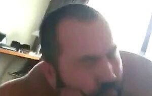 Amateur Bear Sucks Daddy's Huge Cock