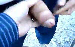 Outdoor Handjob with Silver Daddy