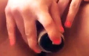 Sexy babe playing with pussy and using dildo to climax