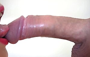 Red-Lipped Teen Deepthroats Big Cock - NO HANDS BLOWJOB