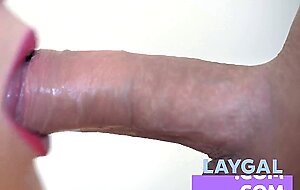Red-Lipped Teen Deepthroats Big Cock - NO HANDS BLOWJOB