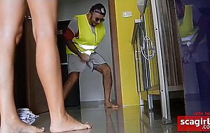 Delivery Guy Cums on Floor During Adult Parody