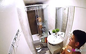 Caught in the shower! Luscious petite Moli enjoys a good fuck