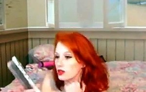 Hot redhead huge tits on webcam