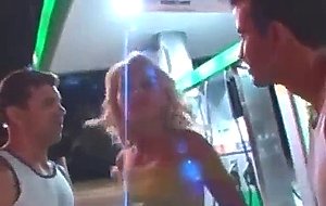 Cool blonde with small tits fucks with two randy guys