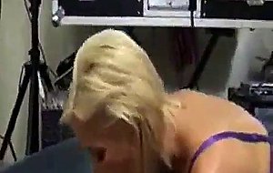 Sexy big tit blonde tries her hand at giving bj