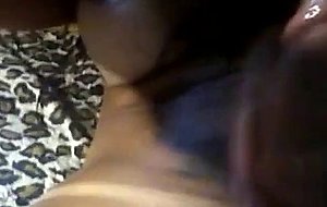 Big-titted brunette with a huge dick tops a guy in stockings and high heels