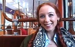 Girl blows bbc on bus