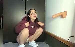 College girl dildo blowjob spitting on sneakers