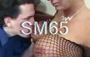 Mom with huge tits in fishnet