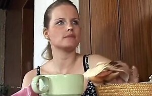 Horny curvy blonde lifts her dress and gets banged