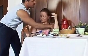 Horny curvy blonde lifts her dress and gets banged