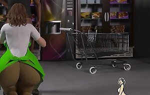A white cashier gets fucked good by her chocolate coworker