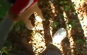 Amateur college babe fucked in woods