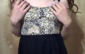 Twink Crossdresser Strips in Dress and Panties