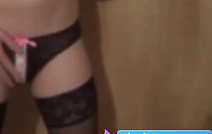 Twink Crossdresser Strips in Dress and Panties