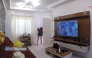 Hot wife thay ksada gets out of the shower and greets the delivery man in just a nightgown