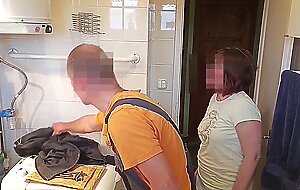 part1: sexy, mature wife gets fucked by washing machine repairman - while husband . after waking
