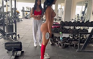 My transgender trainer gets horny when she makes me do squats without clothes and starts touching