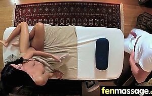 Deepthroat blowjob from big tits massage girl 18