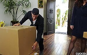 Horny Milf Aidra Cucks Her Husband And Gets A Rough Fuck From The Mover Guy