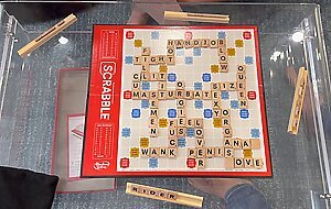 Nadia Foxx & Serenity Cox share 2 guys at games night and eat creampie / Hotwife