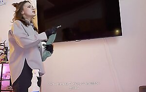 The housekeeper takes it in her mouth for a vacation trip while my wife is at home