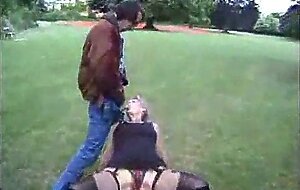 Crazy french old mature fucking in garden