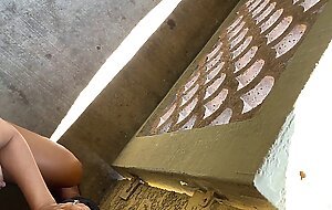 Risky Pregnant Ass Eating & Cumshot on Public Hotel Balcony