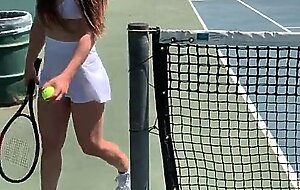 Brunette Babe Abbie Maley Public Sex on Tennis Court
