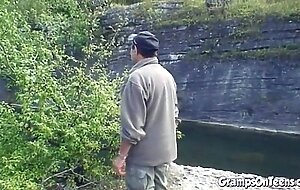 Teen craves gramps cock down her throat