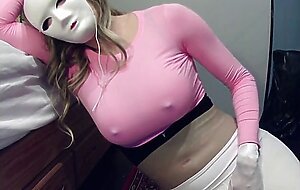 Pink Jane Pt1! Female masked in Amy and her white mask, Amy is up to no good tonight!