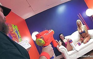 Behind the scenes with pornstars Taylor and Tasha