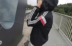 TEST OF COURAGE! Truck driver fucks me anal on the highway bridge !!