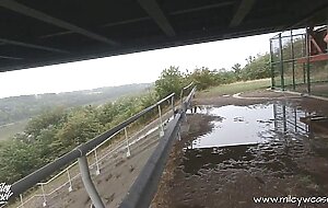 TEST OF COURAGE! Truck driver fucks me anal on the highway bridge !!