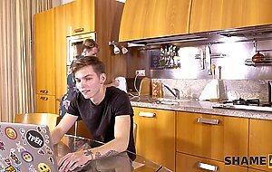 SHAME4K. Boy finds womans nude pics and she takes care of his cock