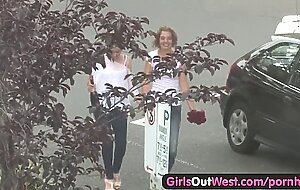 Girls Out West - Lesbian bathroom rendezvous