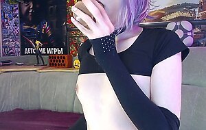 Femboy playing his ass after sucked dildo