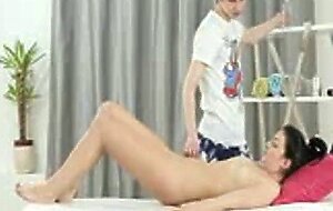 Innocent teen massage customer finally got a big cock during massage