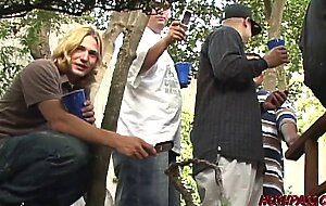 Brunette babe amateur fucks big cock 1st time in public