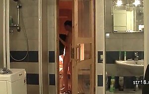 Amateur teen couple fucks in parents bed