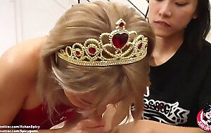 June Liu Liu Yue / SpicyGum ft Xiaoyu - Asian Chinese Teens offering Double Blow Job for a B-day