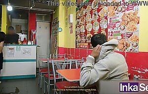 Mature white waitress fucks black guy for not paying for her food