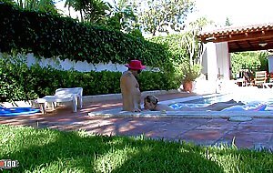 Fucking by the pool with skinny blonde french Milf Alicia Flore