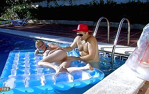 Fucking by the pool with skinny blonde french Milf Alicia Flore