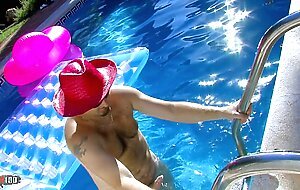 Fucking by the pool with skinny blonde french Milf Alicia Flore